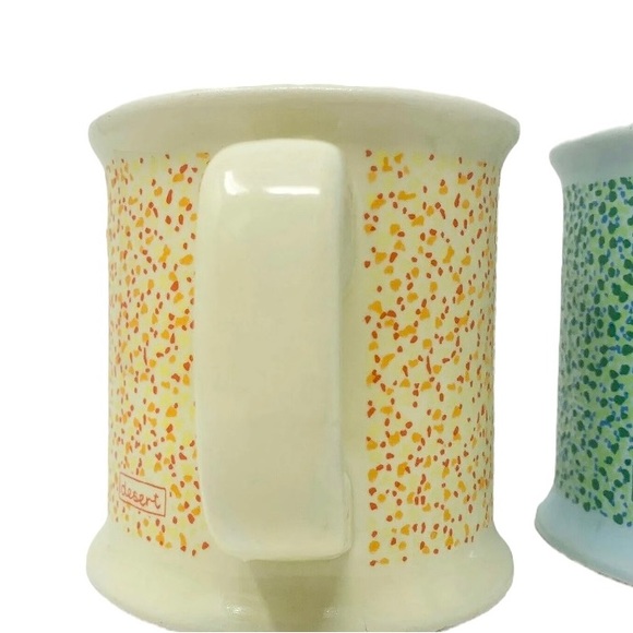 Vtg I. Calvo Coffee Cup Mug Unique Forest Desert Yellow Green Retro 1983 x2 - Picture 3 of 9